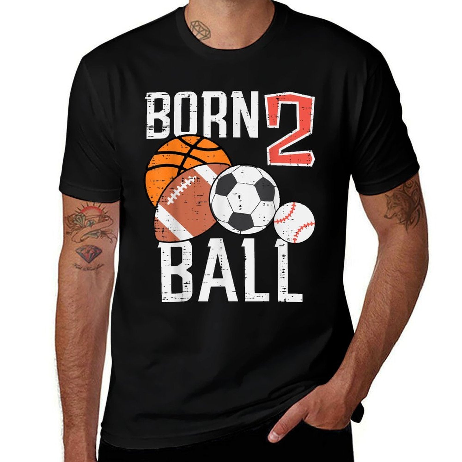 Born Basketball Football 2nd Birthday Toddler Boy Kid  Breathable T-Shirt