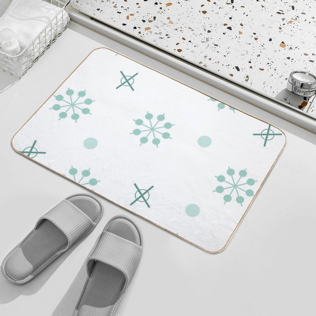 Atomic Age Sputnik Starbursts Winter Green  Easy To Clean Bath Mat