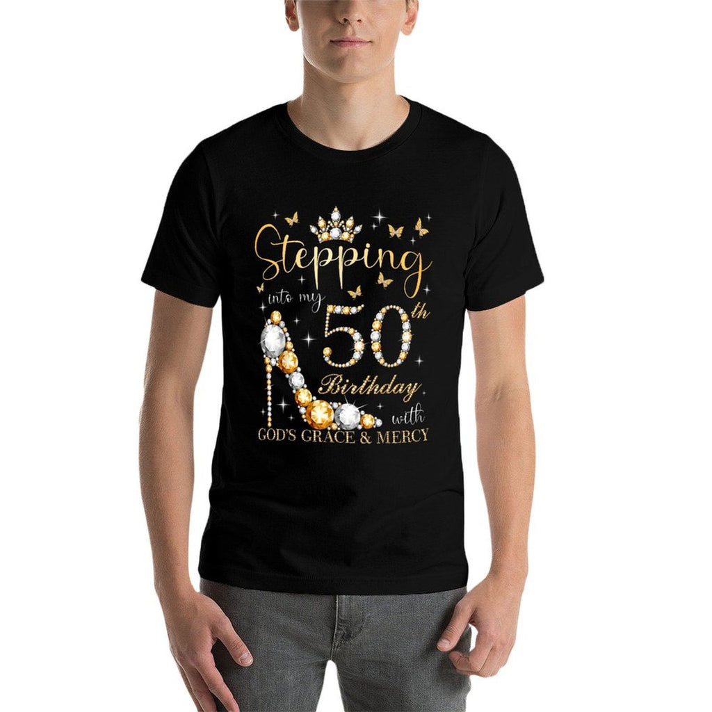 Stepping Into My 50th Birthday With God's Grace & Mercy  Oversized Silhouette T-Shirt