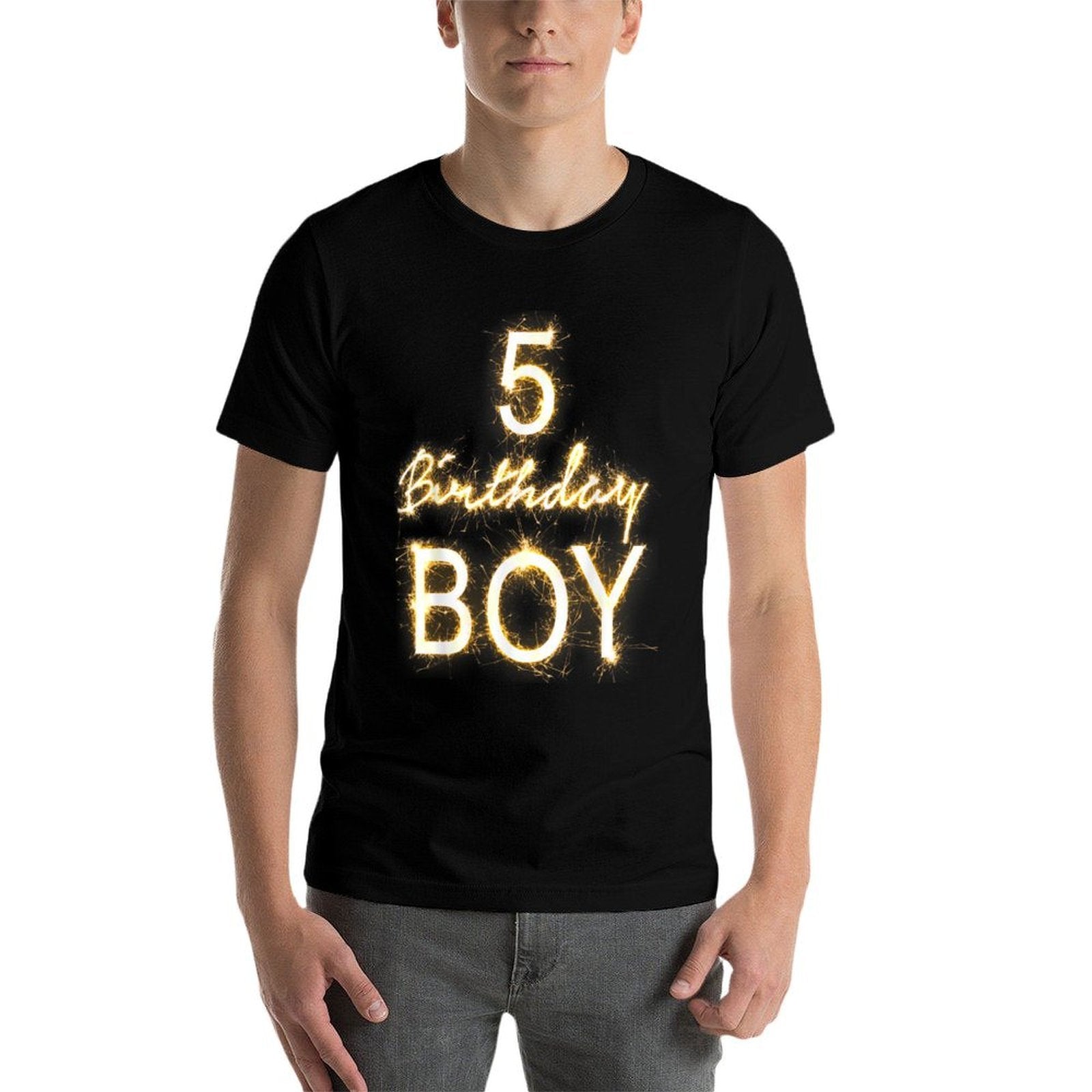 5th Birthday Boy 5 Years Old Gold Sparks  Odor-resistant T-Shirt