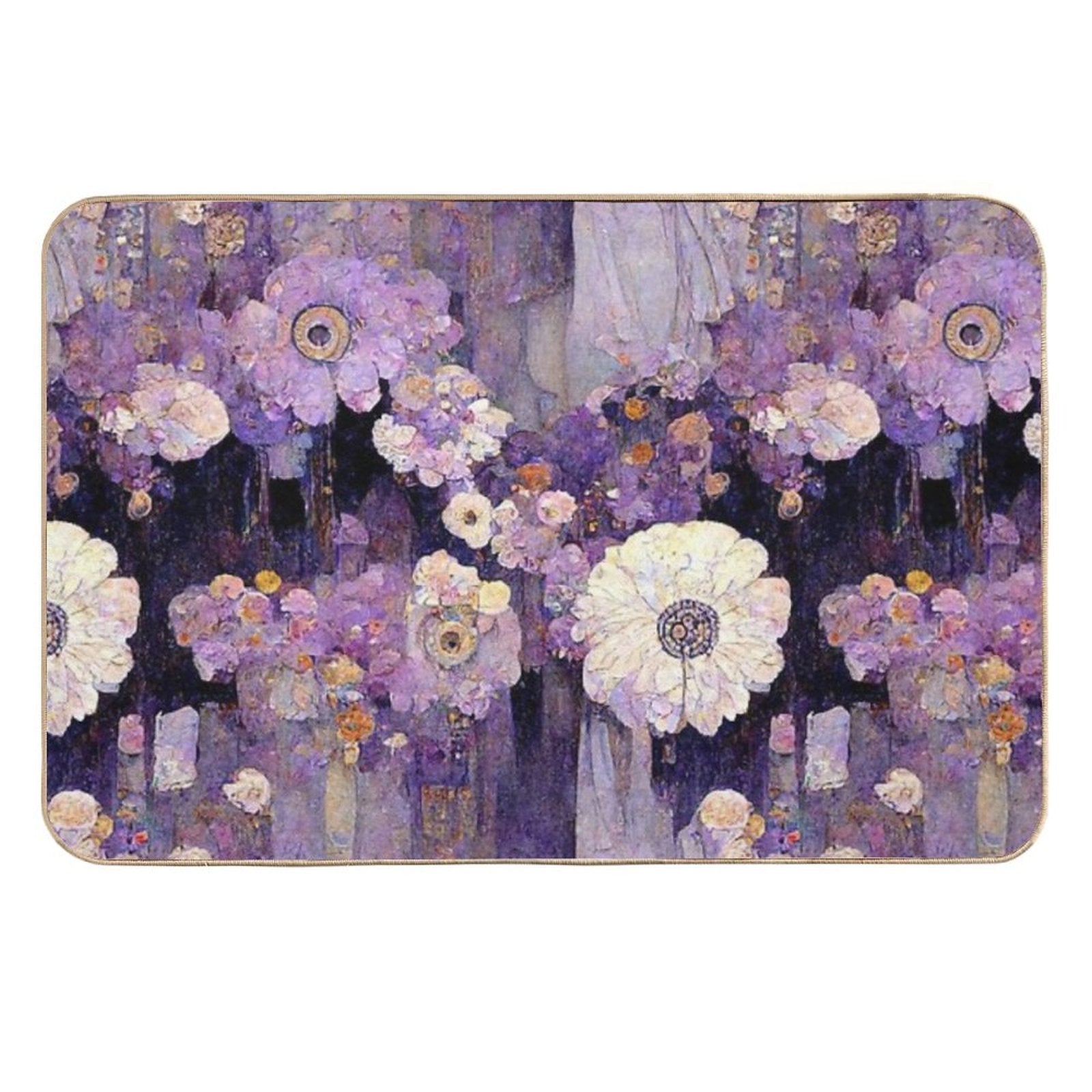 Vibrant Violet Blooms  Absorbent Bath Mat