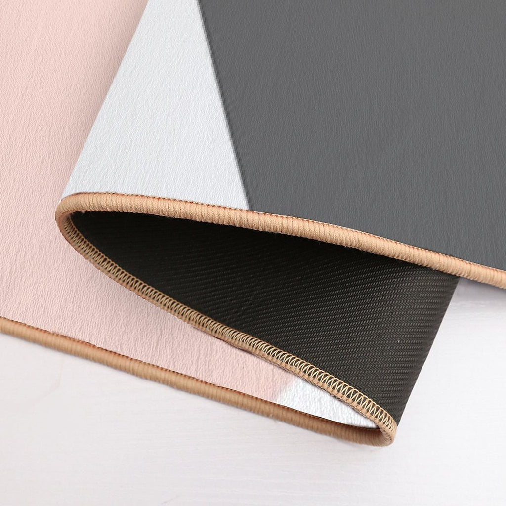Elegant Blush Pink & Grey Geometric Triangles  Odorless Bath Mat