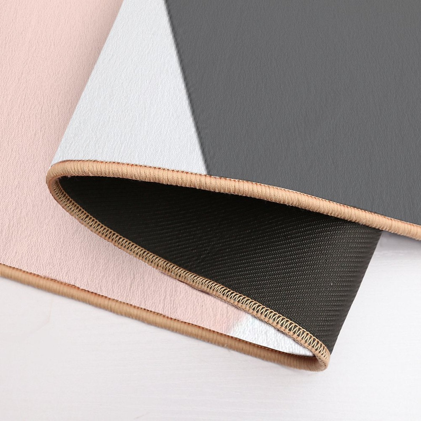Elegant Blush Pink & Grey Geometric Triangles  Odorless Bath Mat
