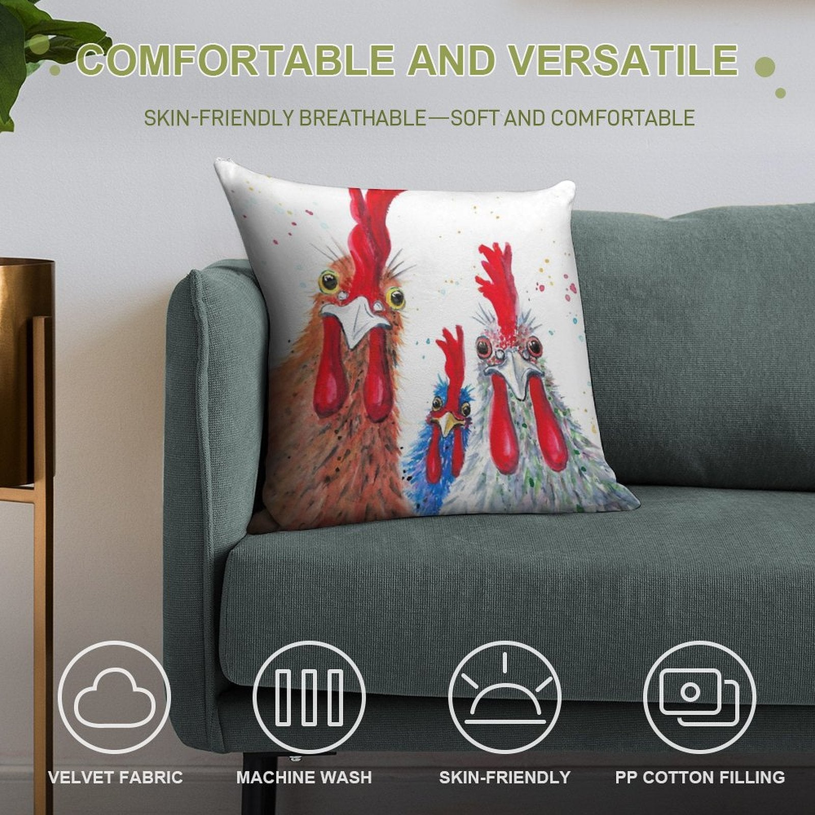Chicken Ladies, Hen, Chicken, Rooster, Bird Soft Style Accent Throw Pillow
