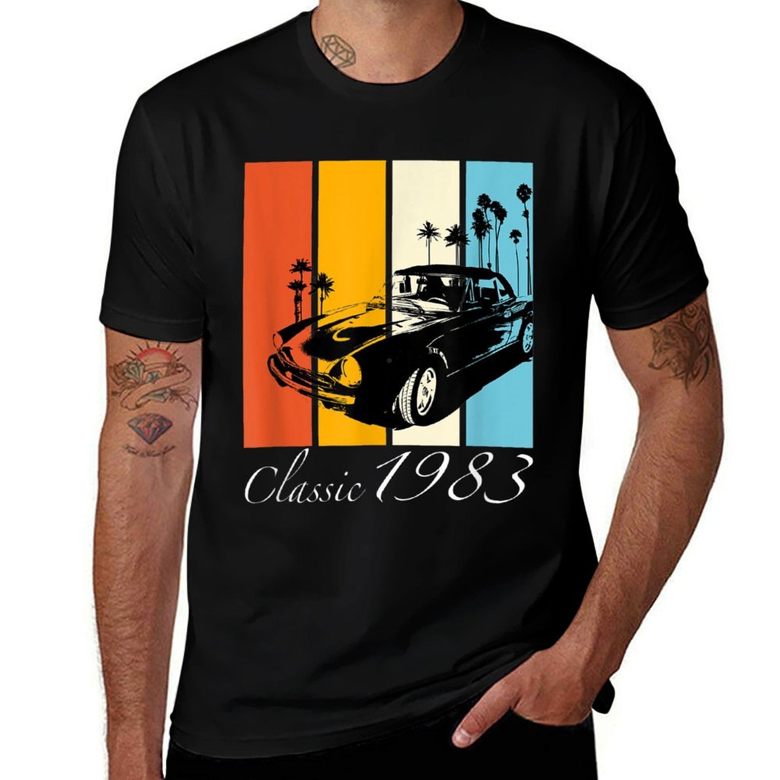 Retro Classic 1983 Vintage Car 40 Year Old 40th Birthday  Quick-drying T-Shirt