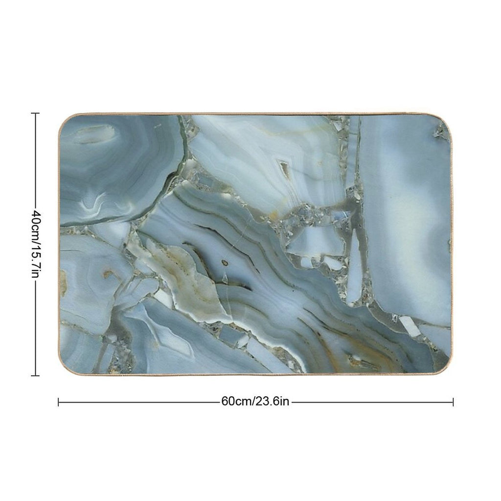 Preppy Minimalist Grey Slate Blue Marble  Stain-Proof Bath Mat