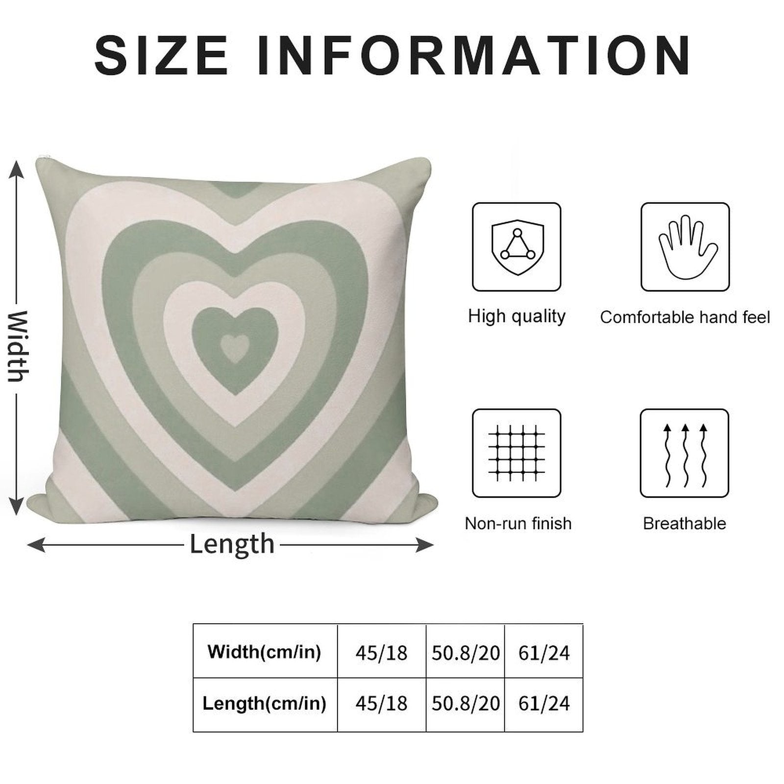 Sage Green Heart Soft Home Decor Throw Pillow