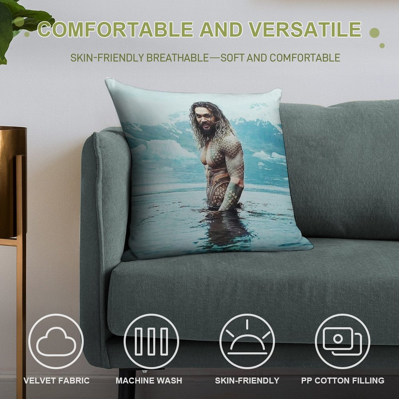 Jason Momoa Soft Warmth Comfort Throw Pillow