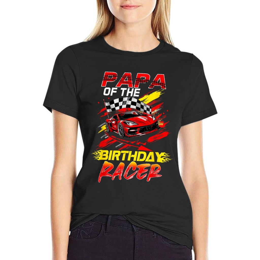 Papa Of The Birthday Racer Race Car Party Family Matching  Stretchy T-Shirt