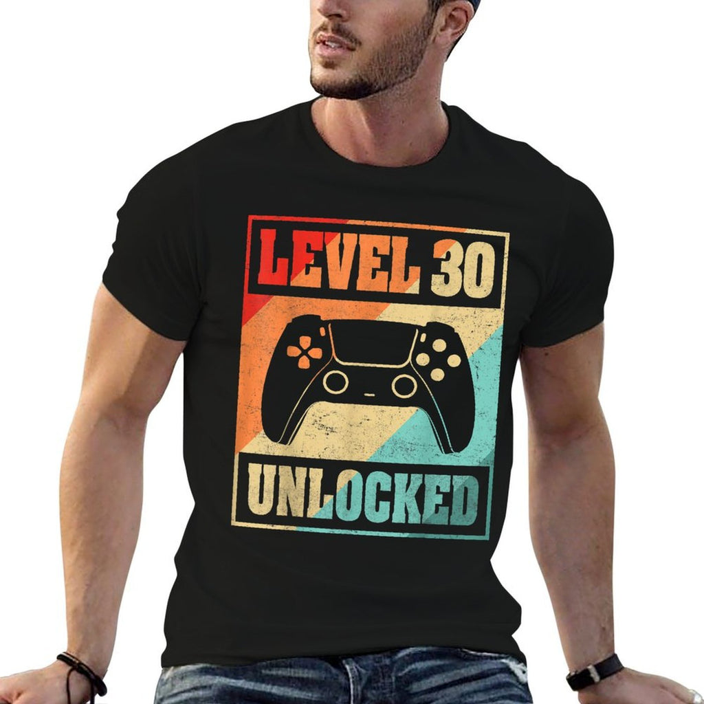 Level 30 Unlocked Video Gamer 30th Birthday Gifts  Heathered Texture T-Shirt