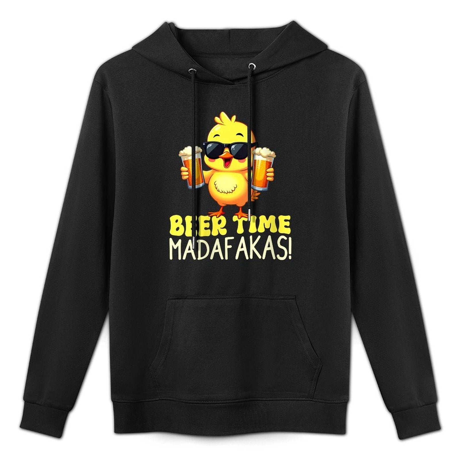 Womens Beer Time Madafakas Funny Duck Retro Relaxed Fit Hoodie