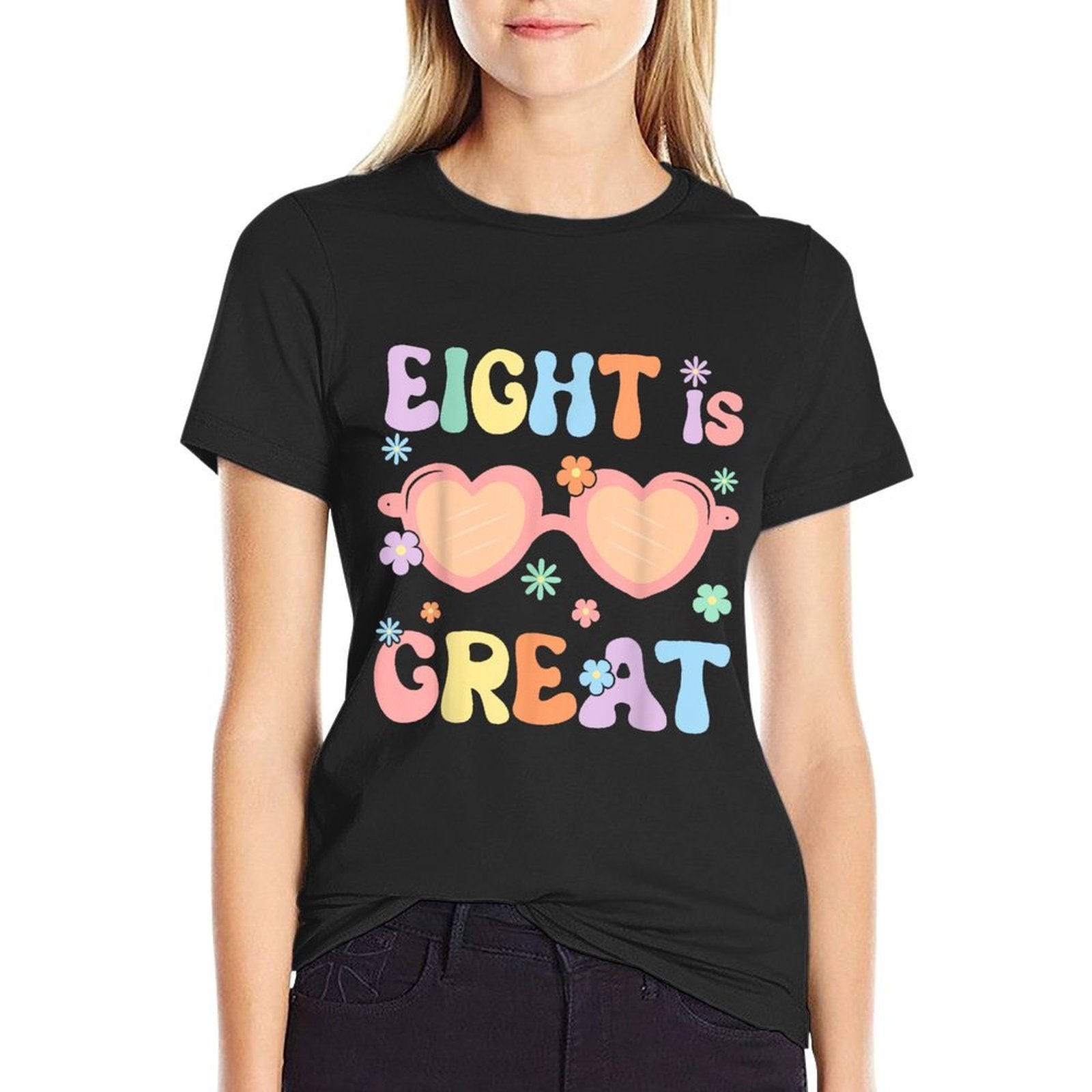 Groovy Eight Party 8 Is Great 8th Birthday 8 Years Old Girls  Slim-fit Cut T-Shirt