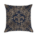 Luxury Fleur-de-lis Ornament - Gold And Dark Blue Soft Short Plush Fabric Throw Pillow