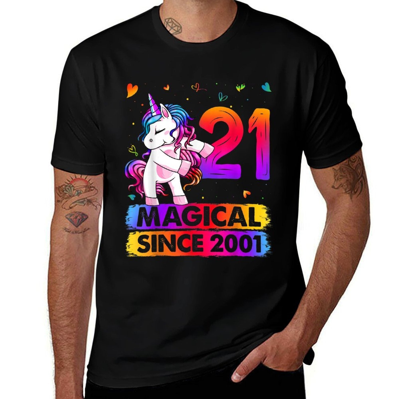 21 Year Old Unicorn Flossing 21st Birthday Unicorn Party  Fade-proof Color T-Shirt