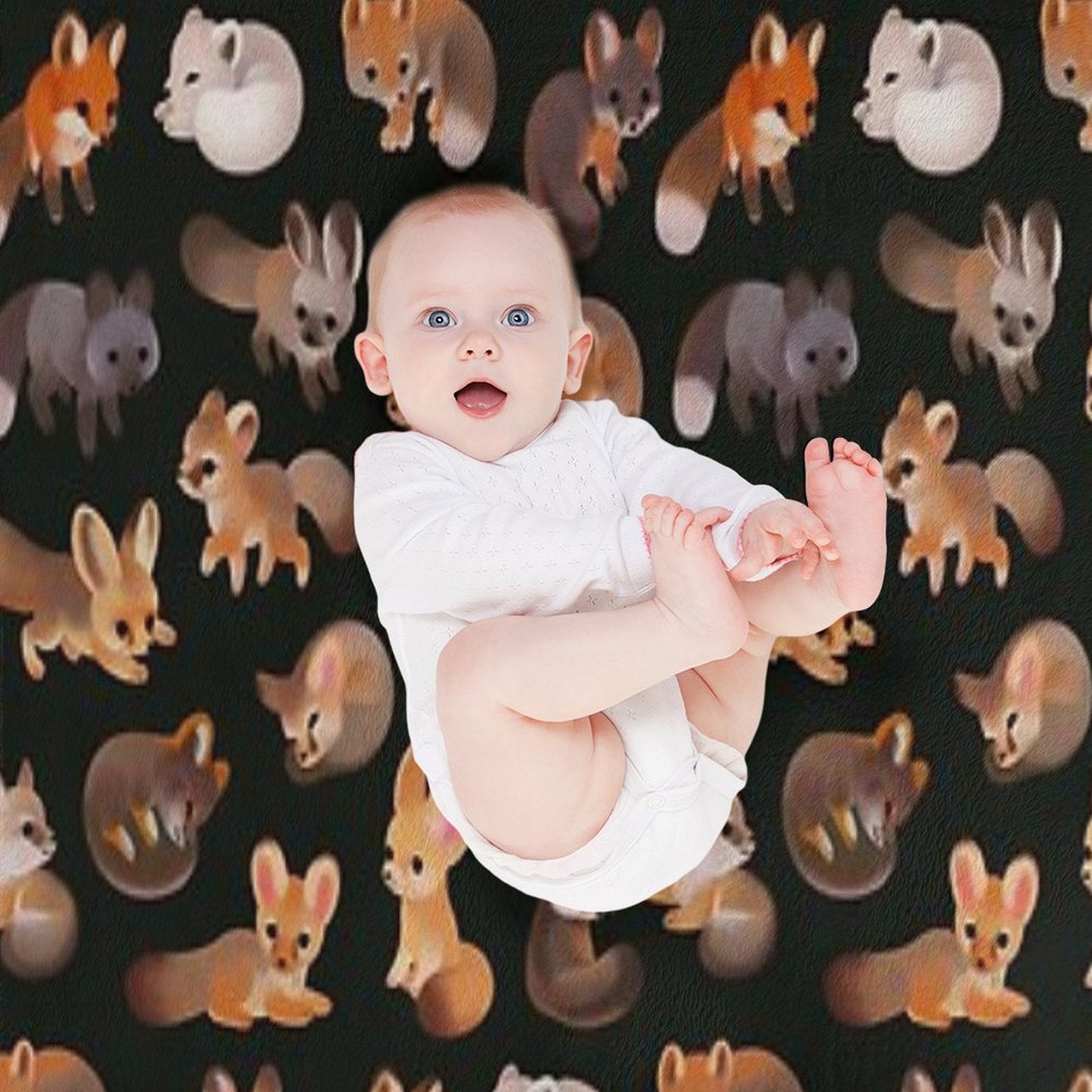 Foxes - Dark Velvety-soft Throw Blanket