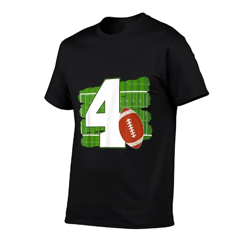 4th Birthday Football Theme 4 Year Old Football Lover  Lightweight T-Shirt