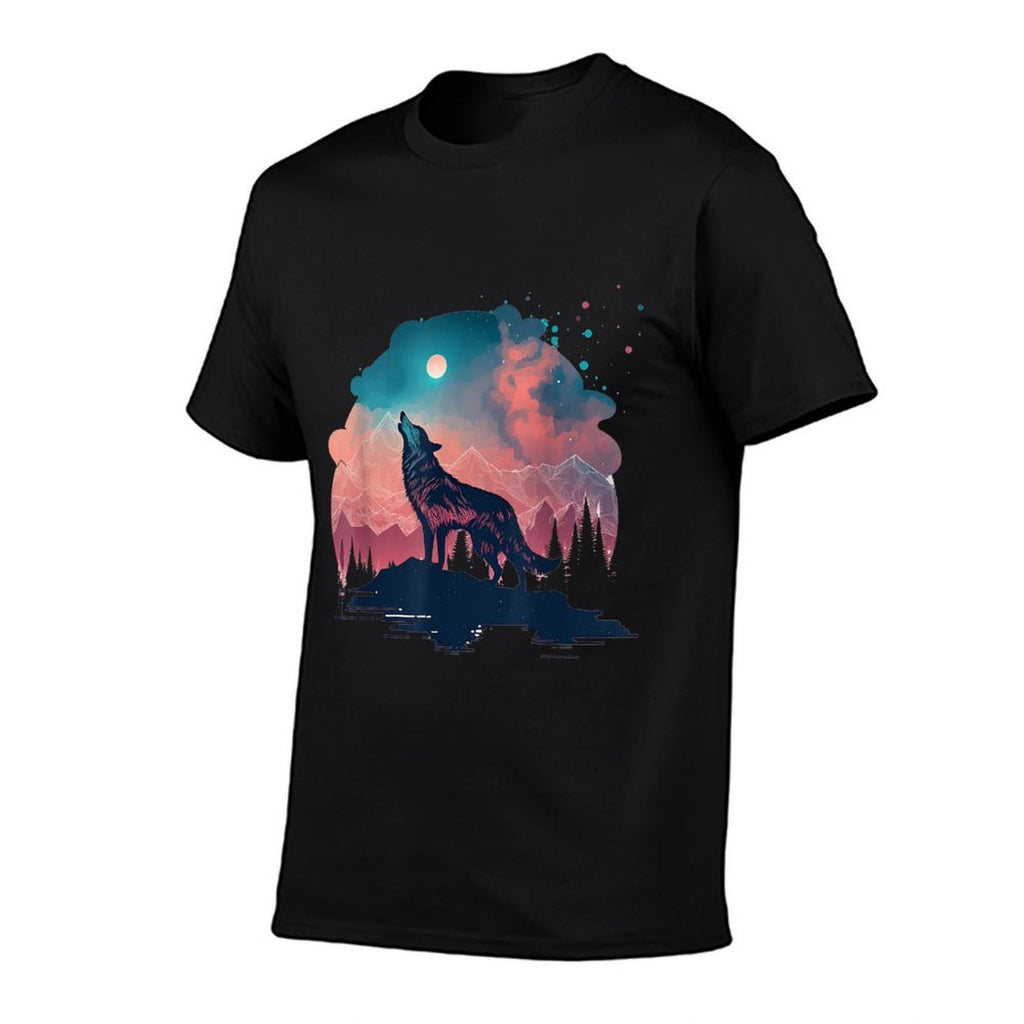 Wolves Howling Wolf Moon Wolf Lover Wolf Animal Abstract  Heathered Texture T-Shirt