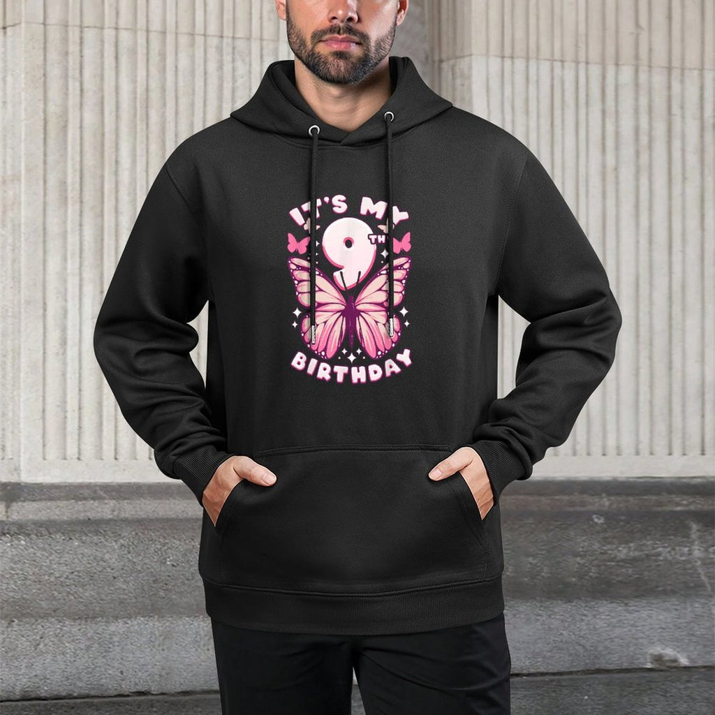 9th Birthday, Girl 9 Years, Butterflies And Number 9 All-Day Comfort Hoodie