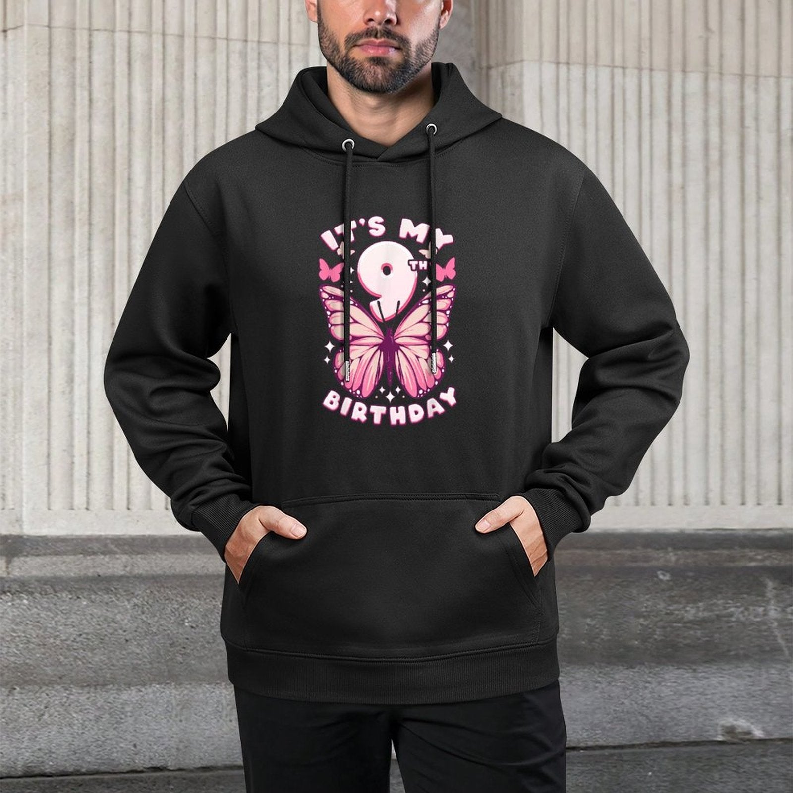 9th Birthday, Girl 9 Years, Butterflies And Number 9 All-Day Comfort Hoodie