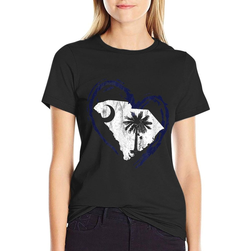 Love South Carolina Heart Moon And Palmetto Tree  Versatile T-Shirt