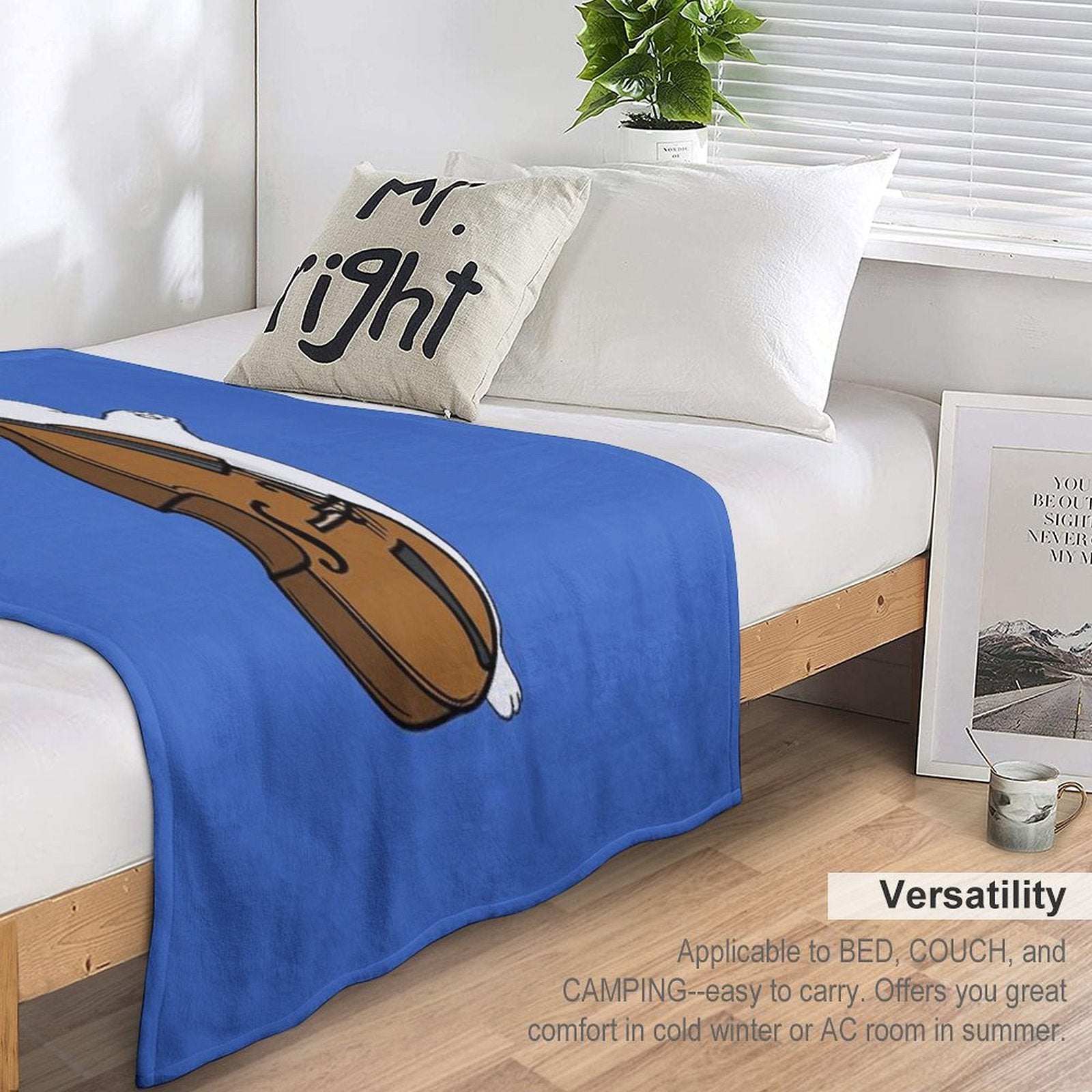 Cute Cat Double Bass Player For Double Bass Player And Classical Musician As A Double Bass Velvety-soft Throw Blanket
