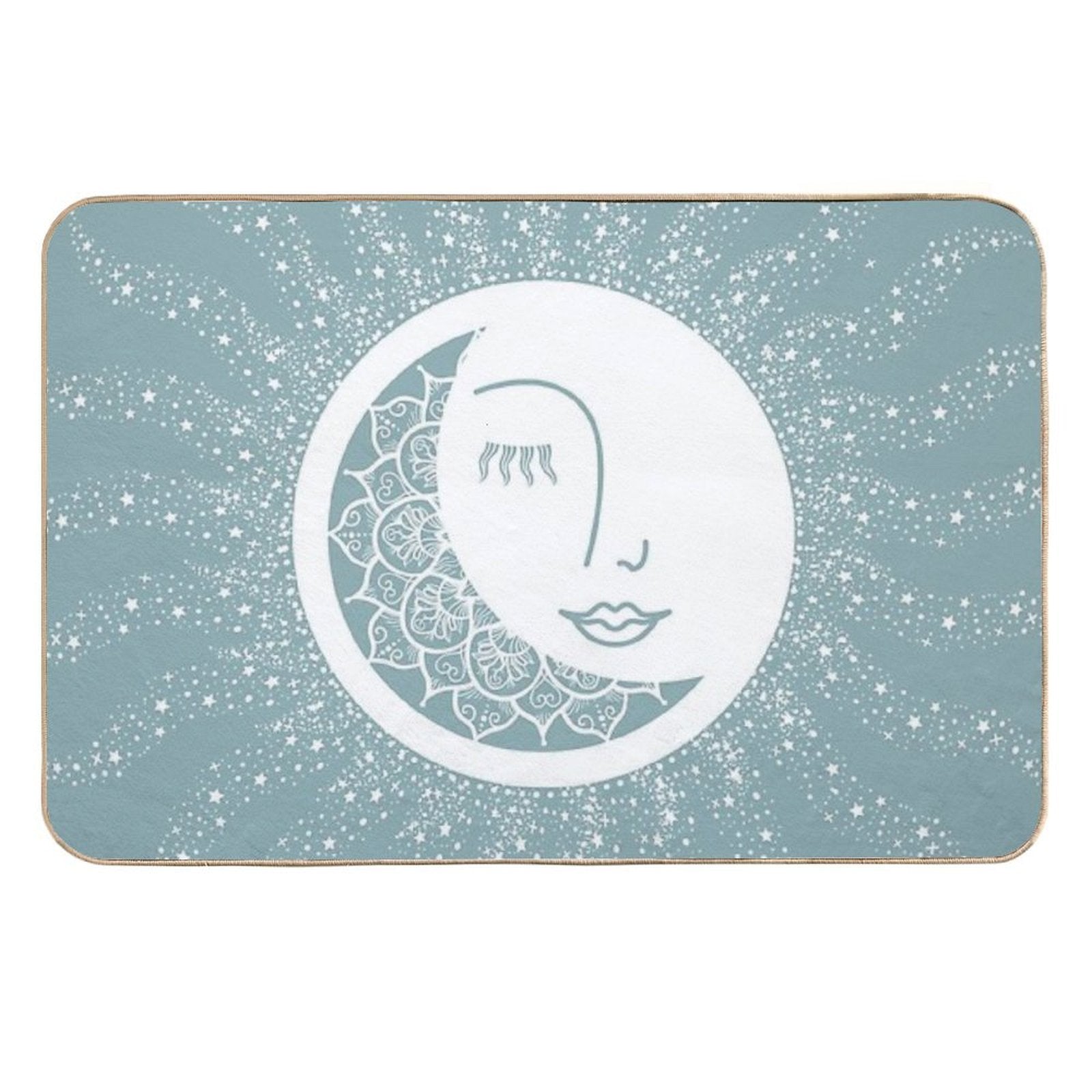Moon Art, Teal, Mandala, Moon And Stars Art  Multi-Purpose Bath Mat