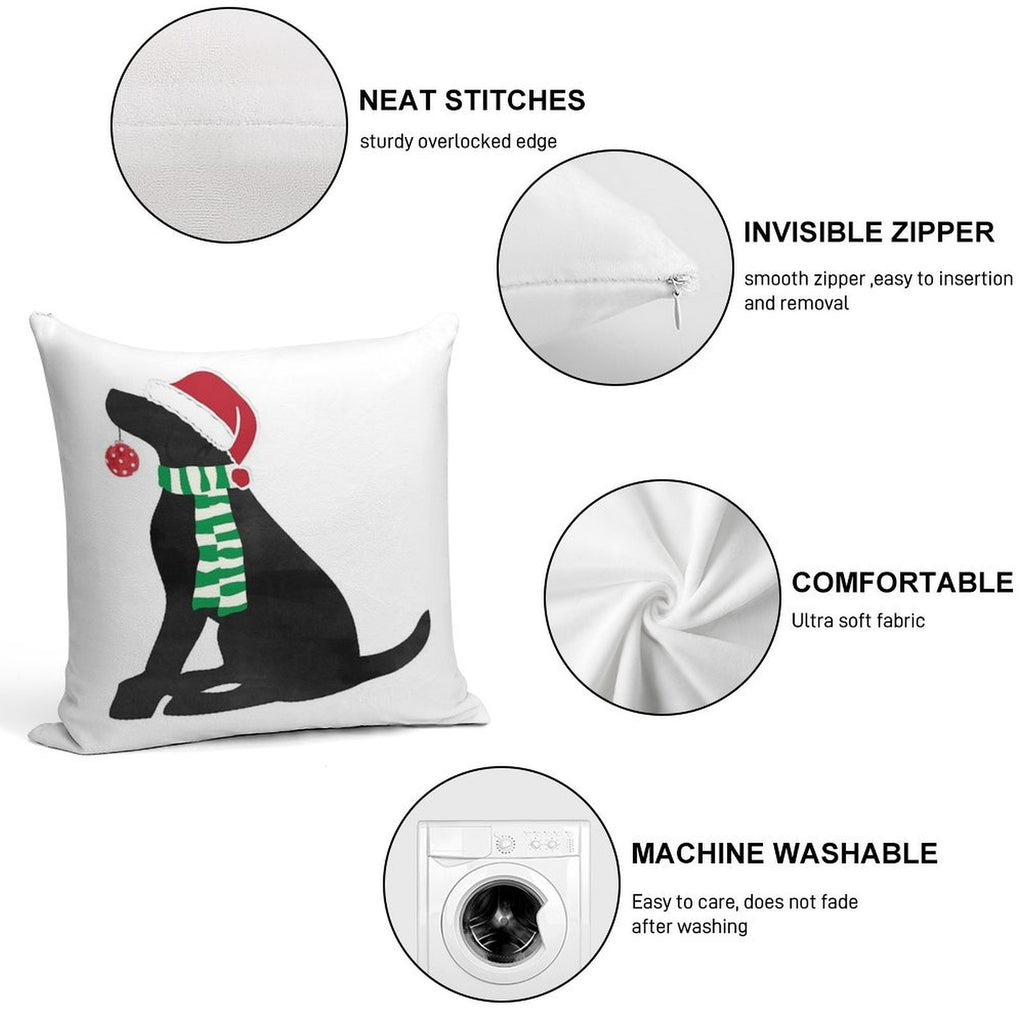 Christmas Black Lab Holiday Dog Soft Ultra-Soft Texture Throw Pillow