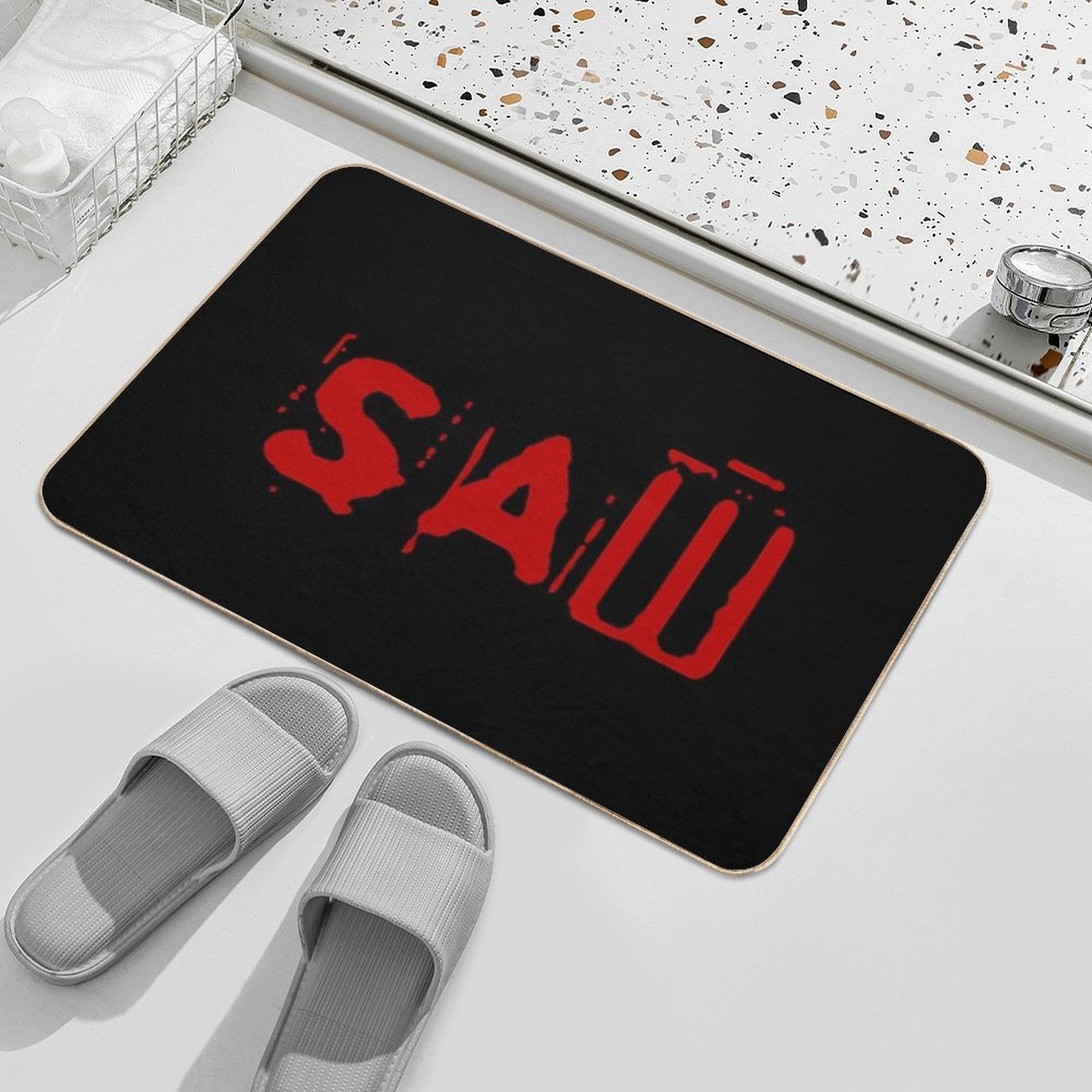 Saw Movie Logo Horror  Repositionable Bath Mat
