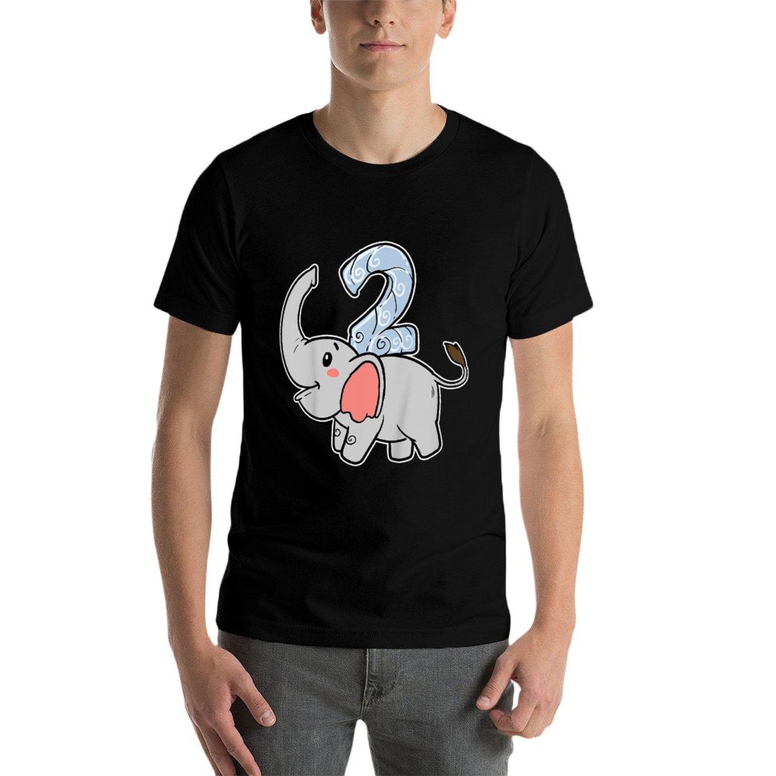 Kids Happy Birthday Party 2 Two Years Elephant Second Year Birth  Lightweight T-Shirt