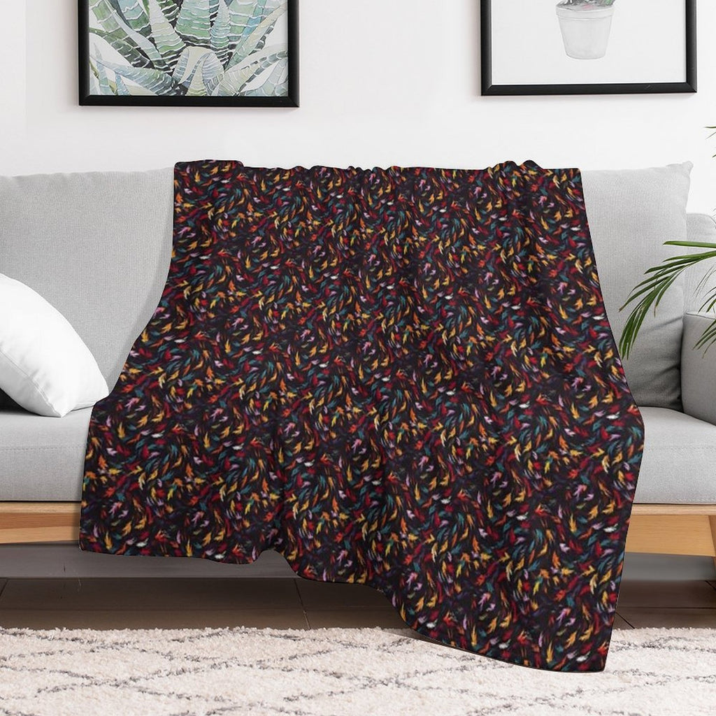 Colorful Leaf Swirl Lightweight Throw Blanket