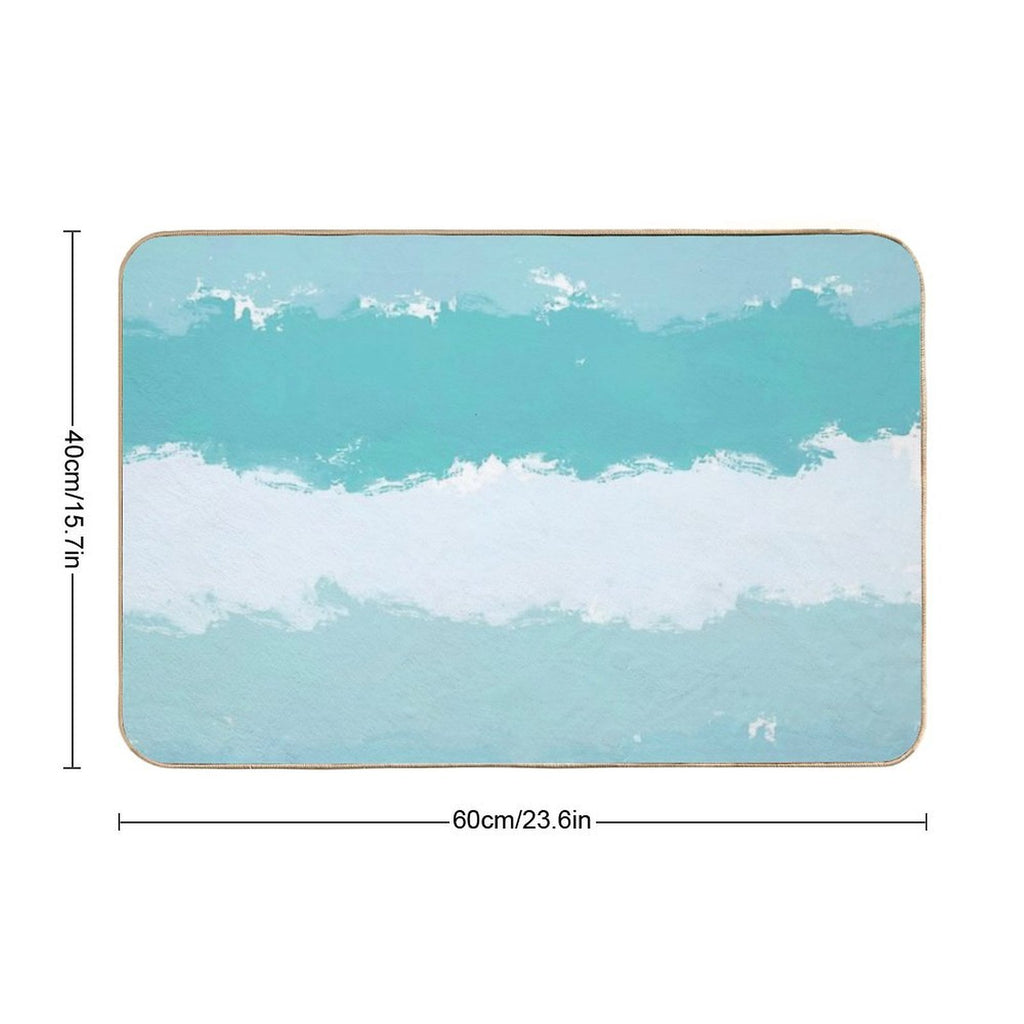Light Blue And Shades of Blue Wavy Stripes  Stain-Proof Bath Mat