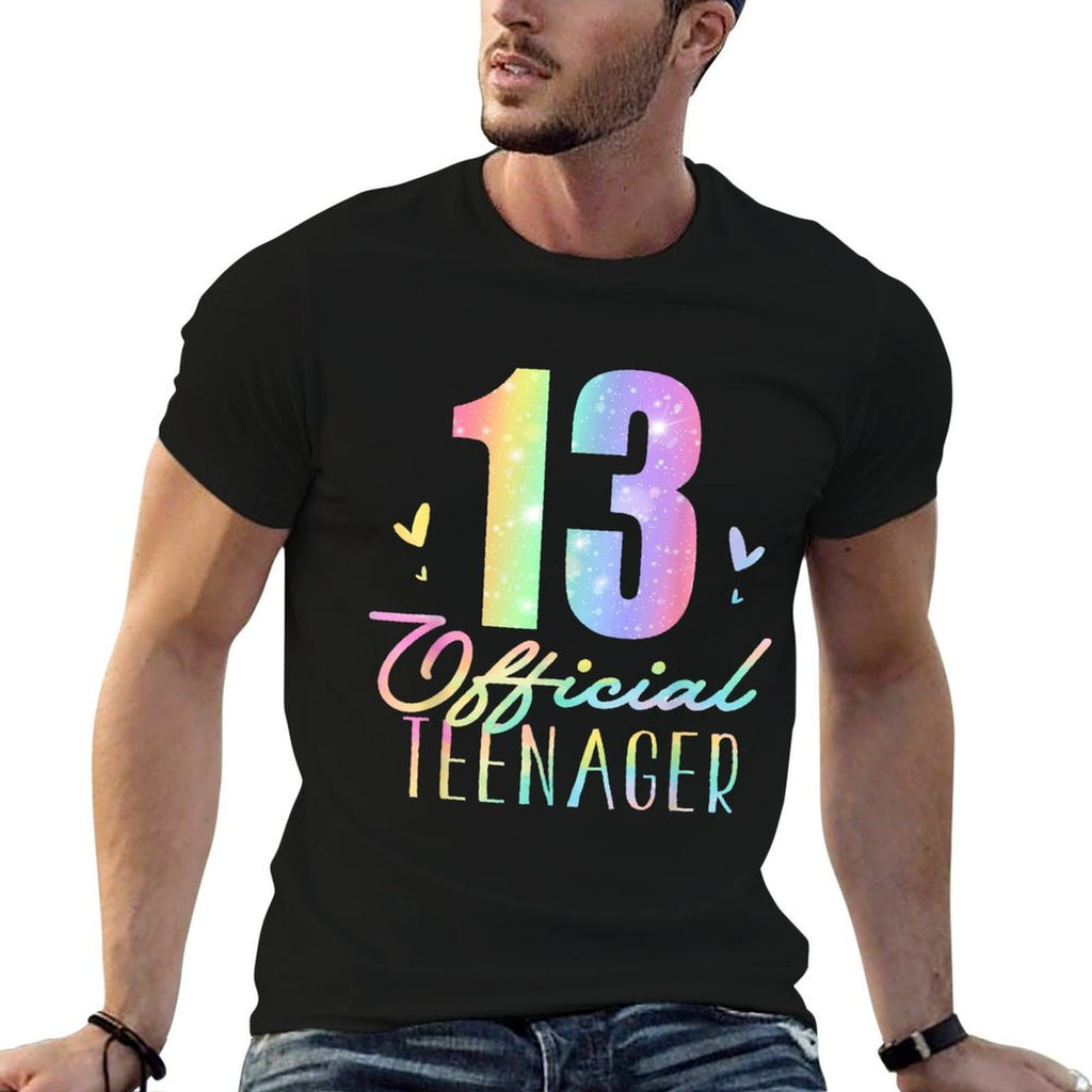 13 Officialnager Thirteen Year Old Tie Dye 13th Birthday  Ribbed Collar T-Shirt