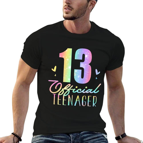 13 Officialnager Thirteen Year Old Tie Dye 13th Birthday  Ribbed Collar T-Shirt