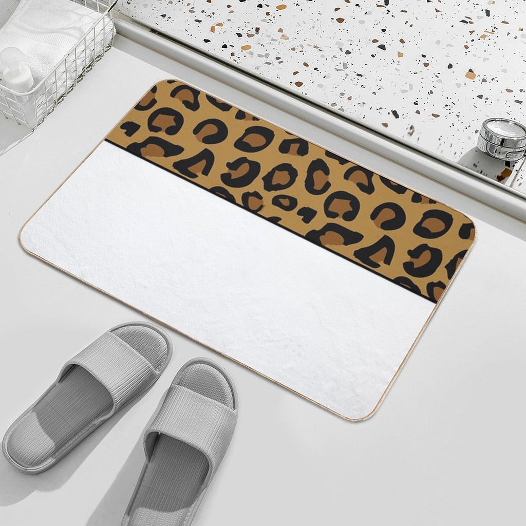 Animal Leopard Print with White  Anti-Trip Bath Mat