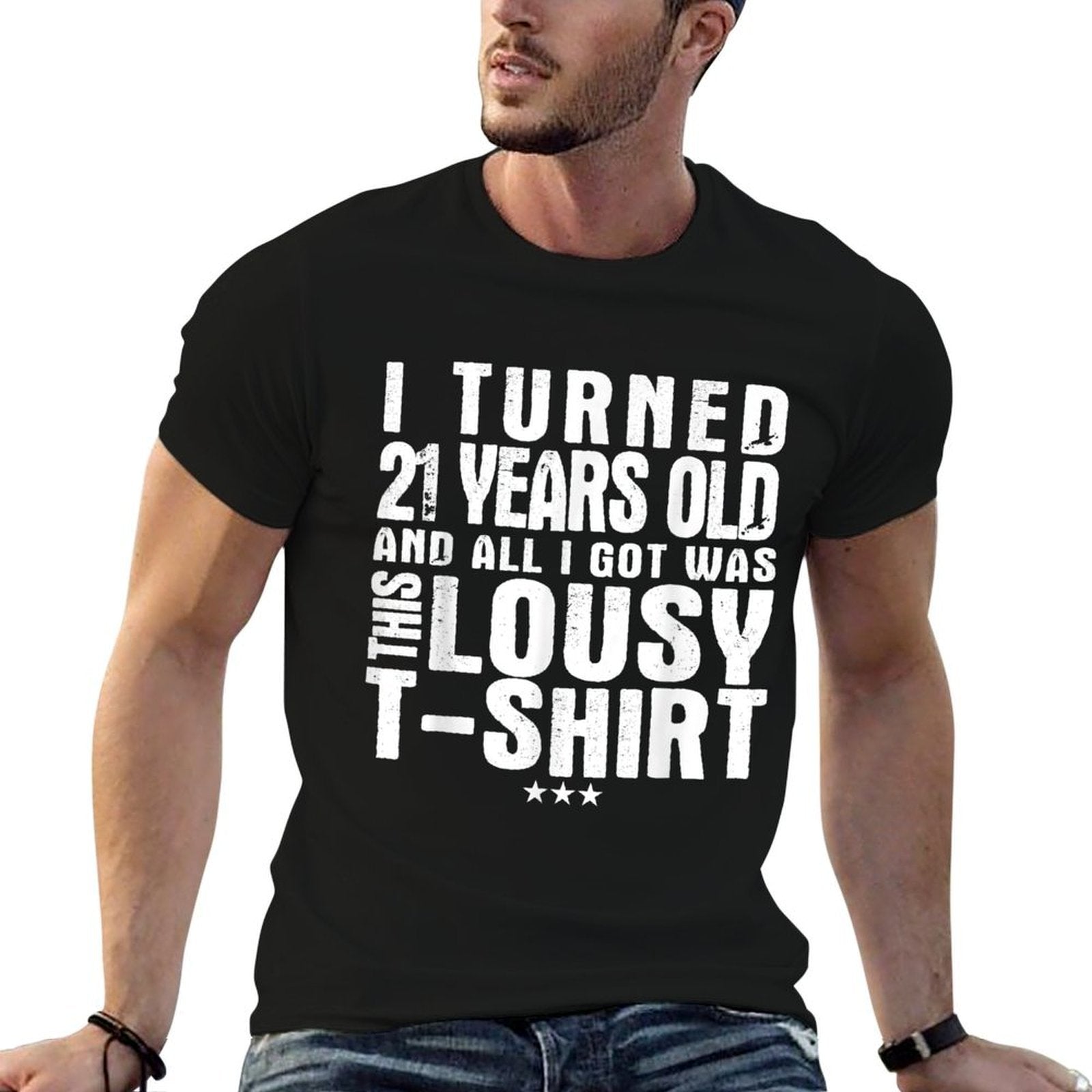 21st Birthday Funny Novelty Gift Lousy  Oversized Silhouette T-Shirt