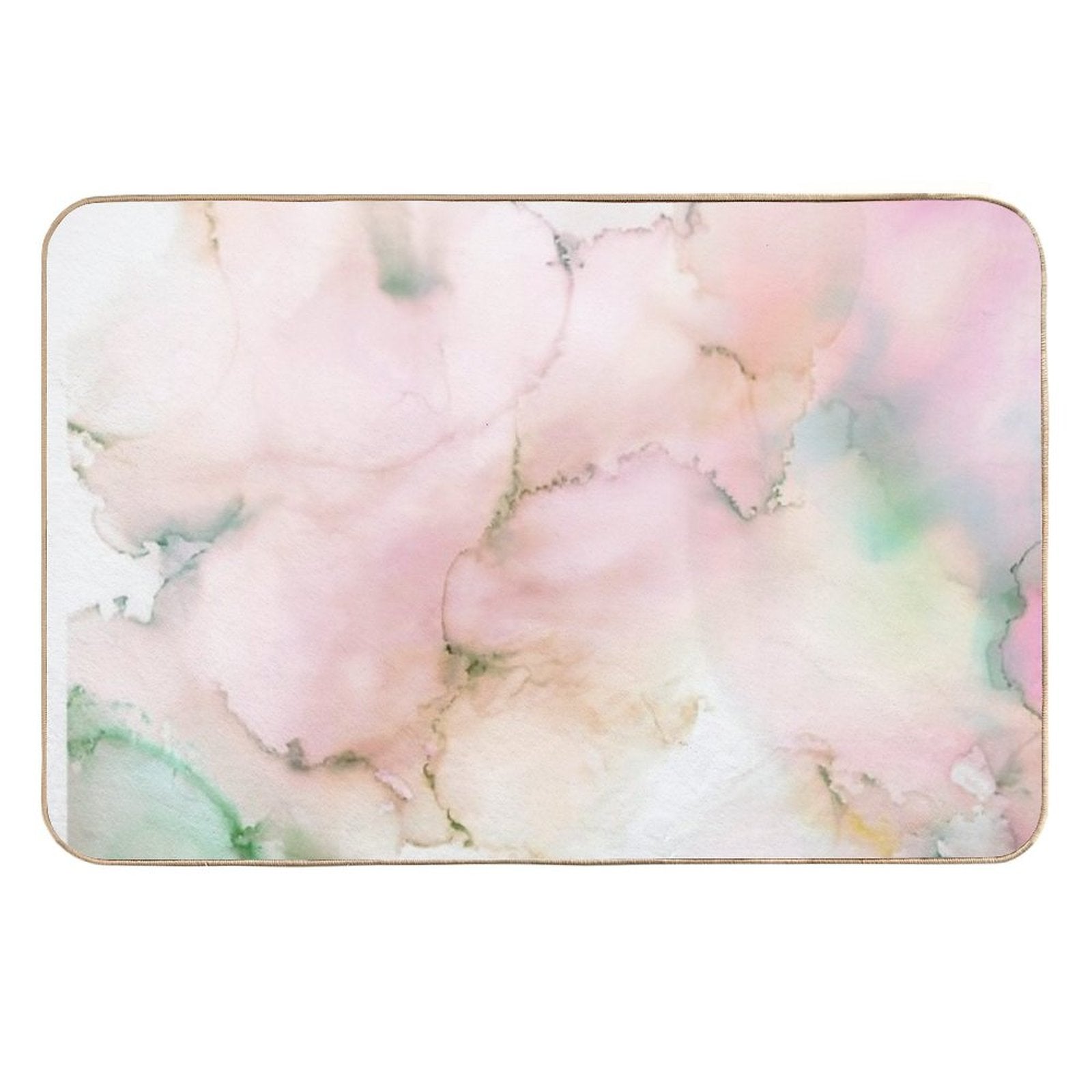 Abstract Ink Green Pink Tan Print by Zouzounio Art  Odorless Bath Mat
