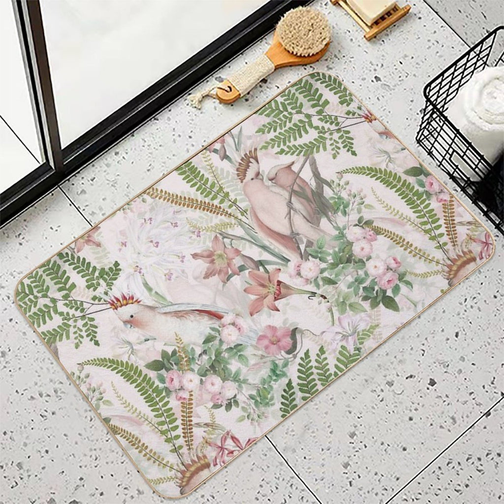 Vintage Cockatoo Jungle Botanical Garden 1 Nightgarden  Absorbent Bath Mat