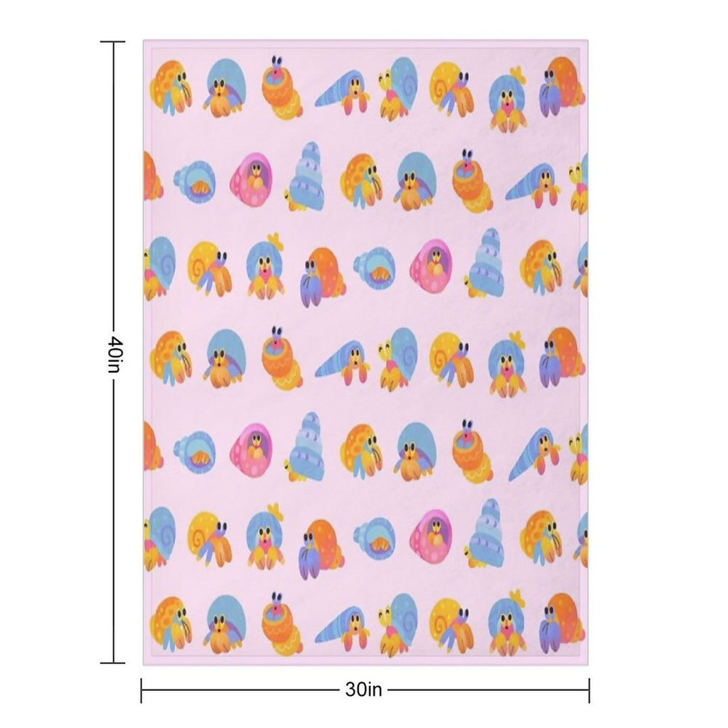 Hermit Crab - Pink  Knife Jellyfish Easy Care Throw Blanket