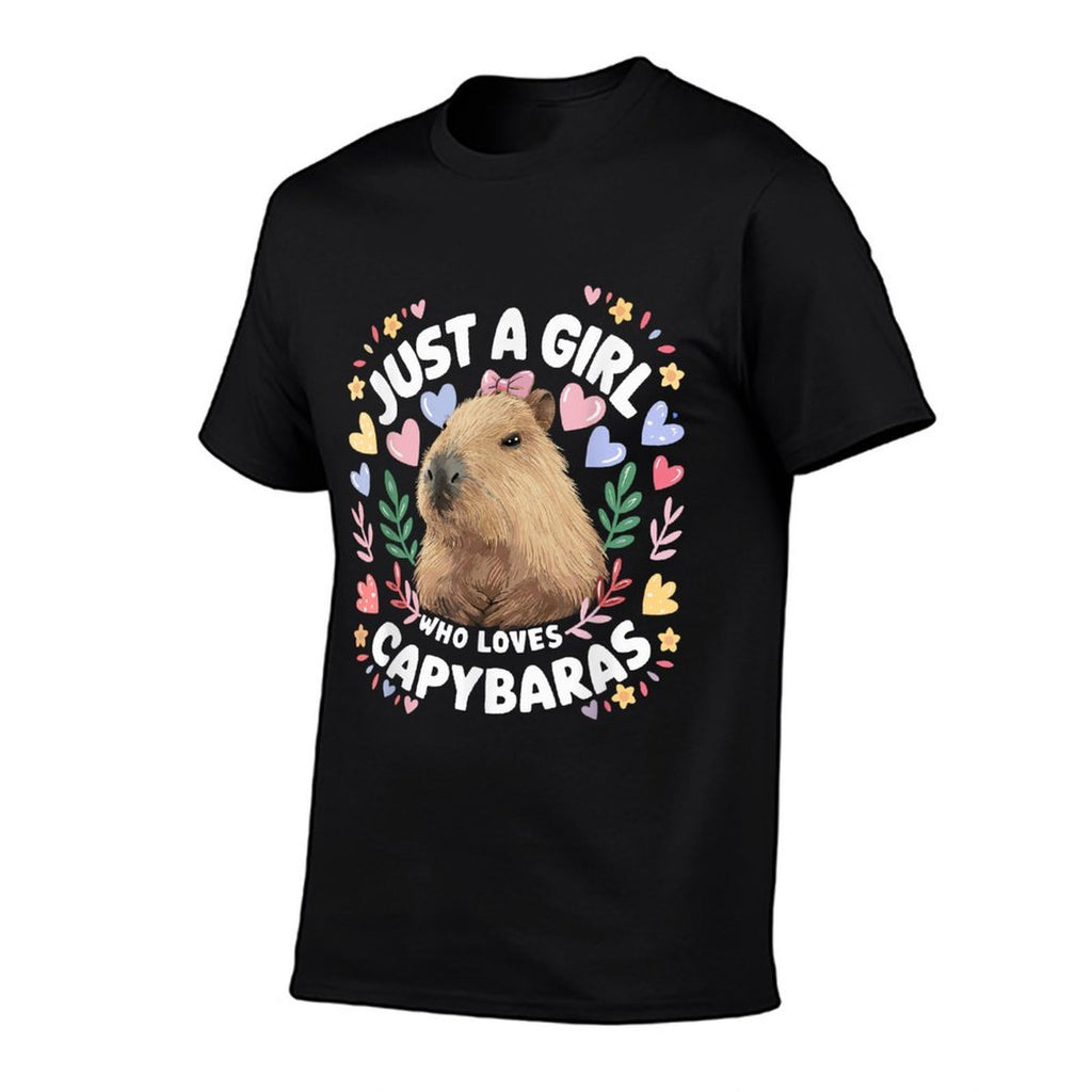 Just A Girl Who Loves Capybaras Cute Capybara Lover Rodent  Rolled Sleeves T-Shirt
