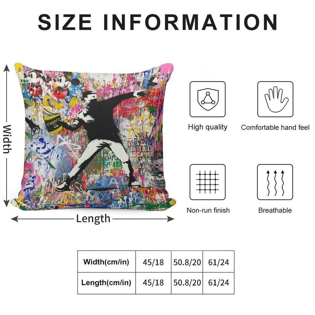 Book Thrower Pop Art Graffiti Mashup Banksy Soft Skin-Friendly Throw Pillow