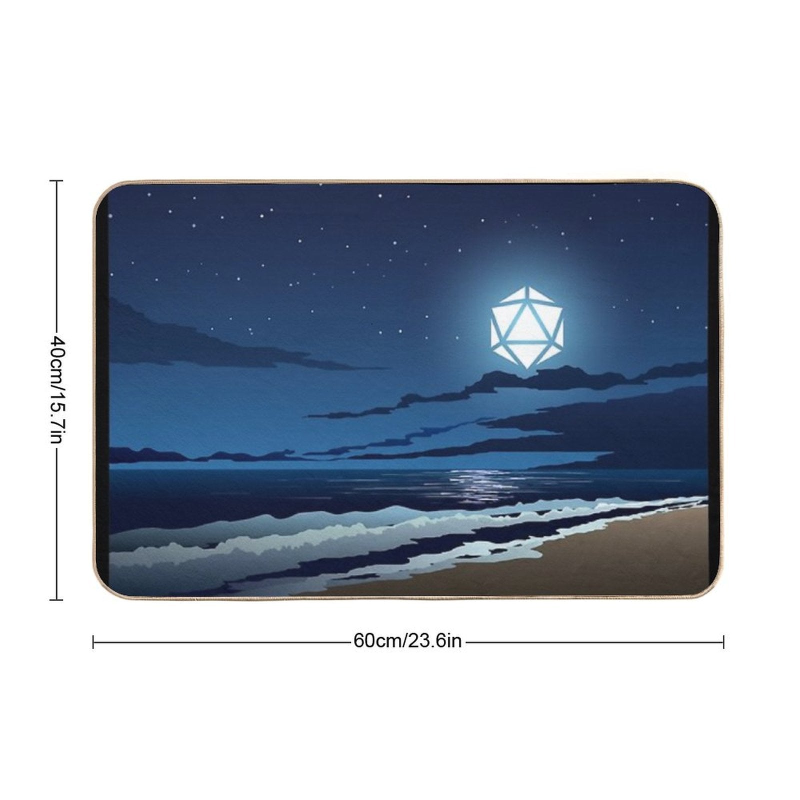 Beach Full Moon D20 Dice RPG Night Roleplaying Landscapes  Easy To Clean Bath Mat