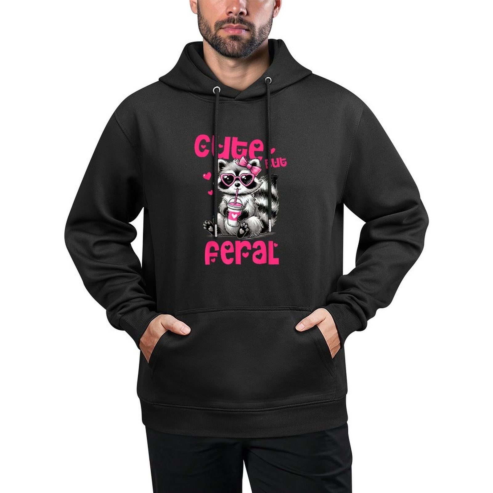 Cute But Feral Boys Girls Funny Raccoon Toddler Unisex Design Hoodie
