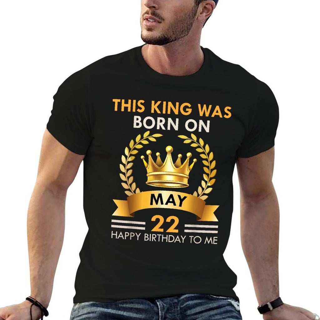 This KING Was Born On May 22 - Happy Birthday Boys Men  Heathered Texture T-Shirt