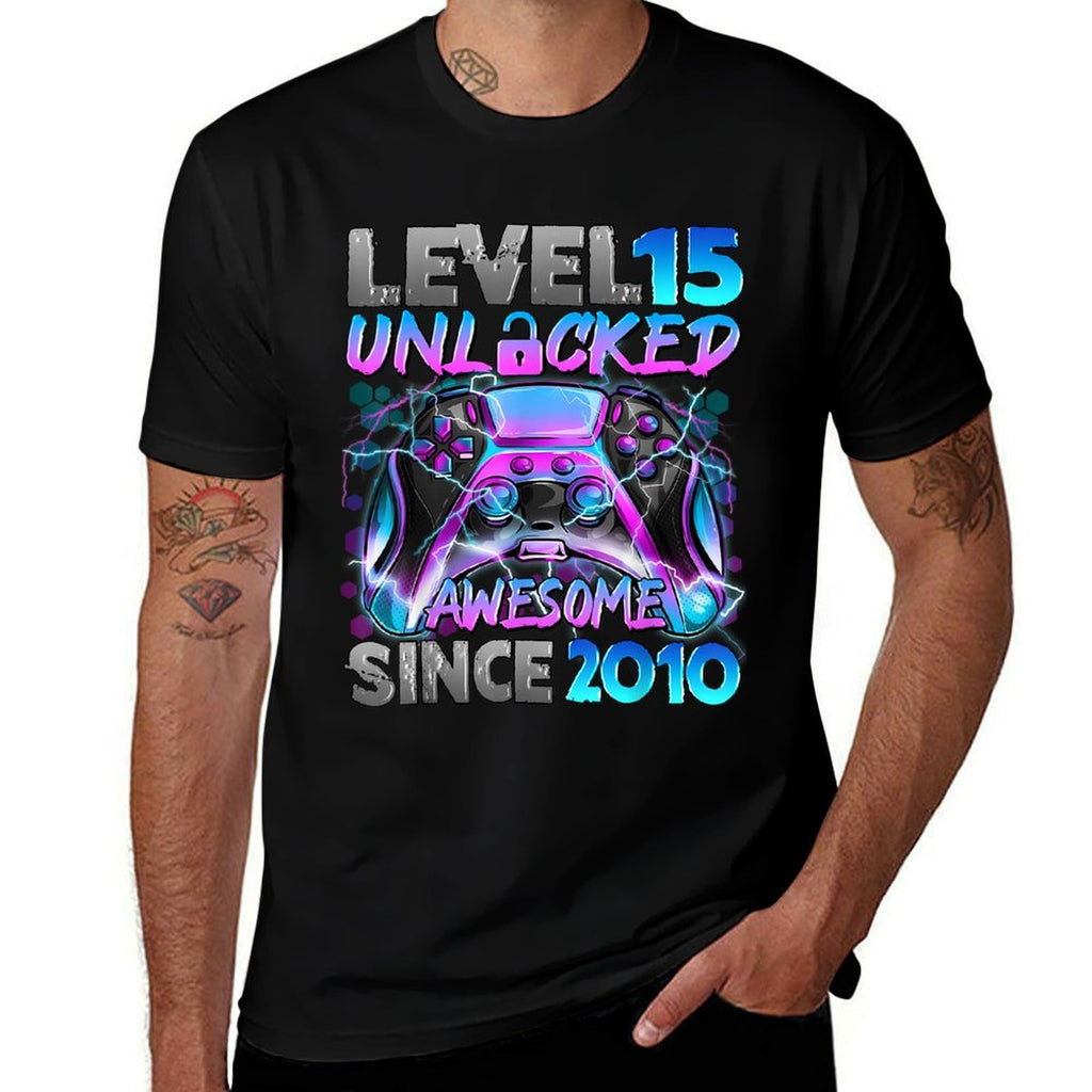 Level 15 Unlocked Video Gamer 15th Birthday Gift  Eco-friendly Material T-Shirt