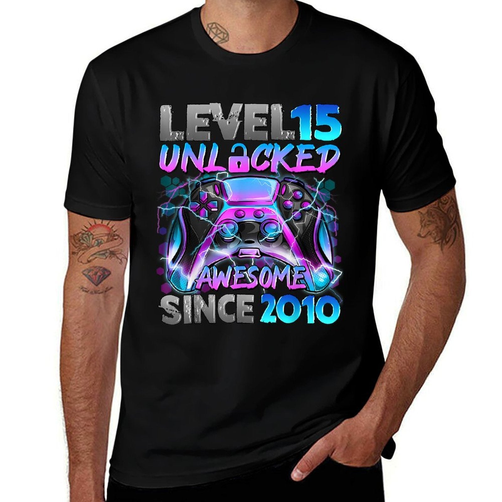 Level 15 Unlocked Video Gamer 15th Birthday Gift  Eco-friendly Material T-Shirt