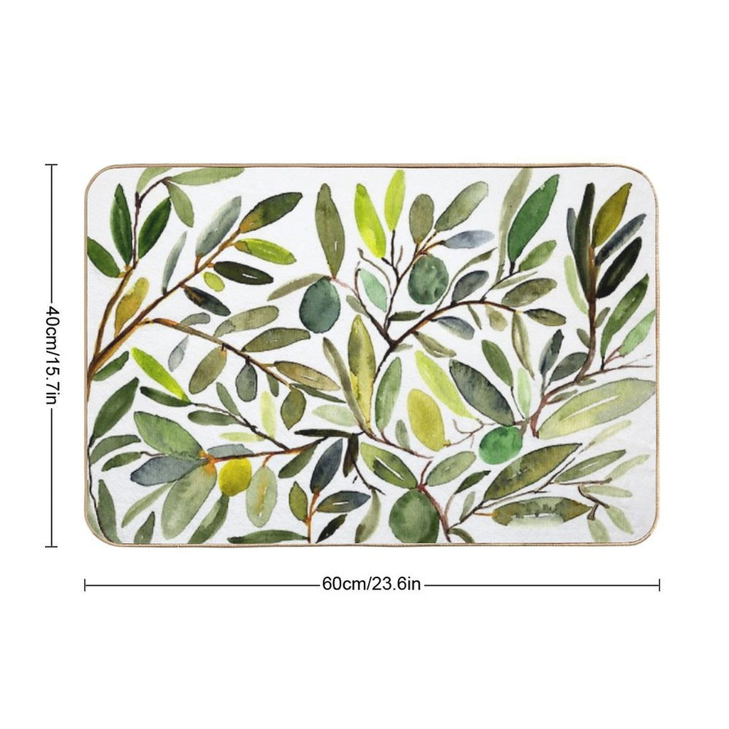 Olive Leaf Art Modern  Multi-Purpose Bath Mat