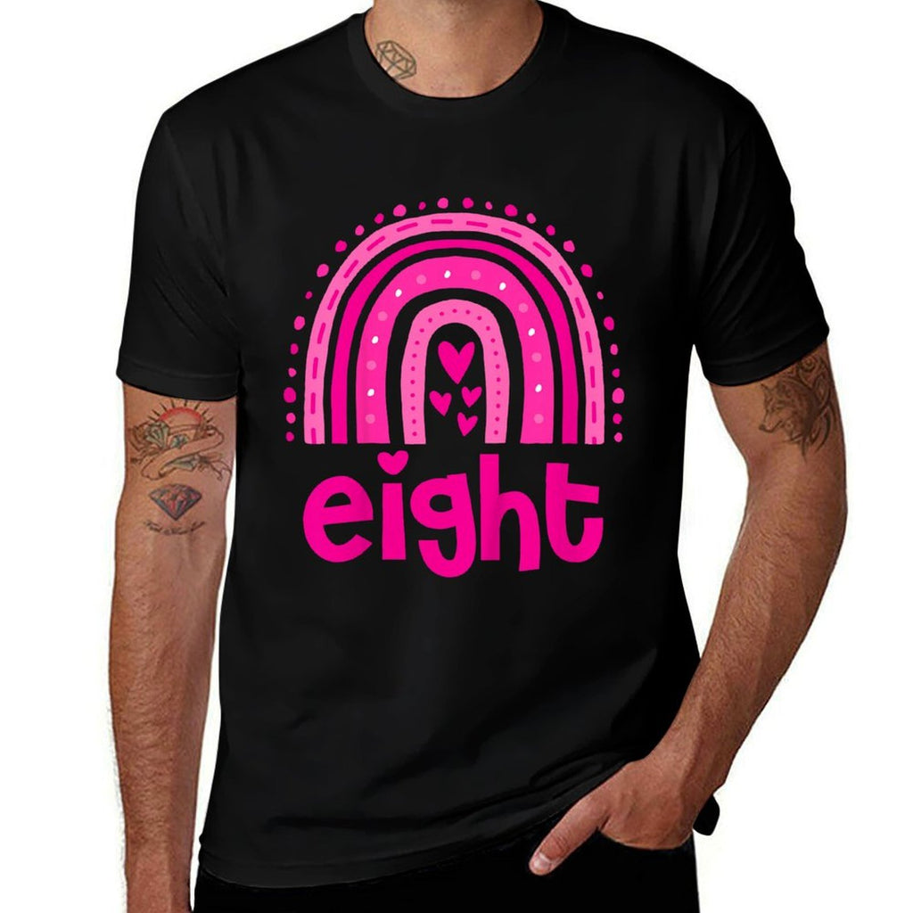 Kids Girl's Birthday Eight 8 Years Old 8th Birthday Pink Rainbow  Tagless Design T-Shirt