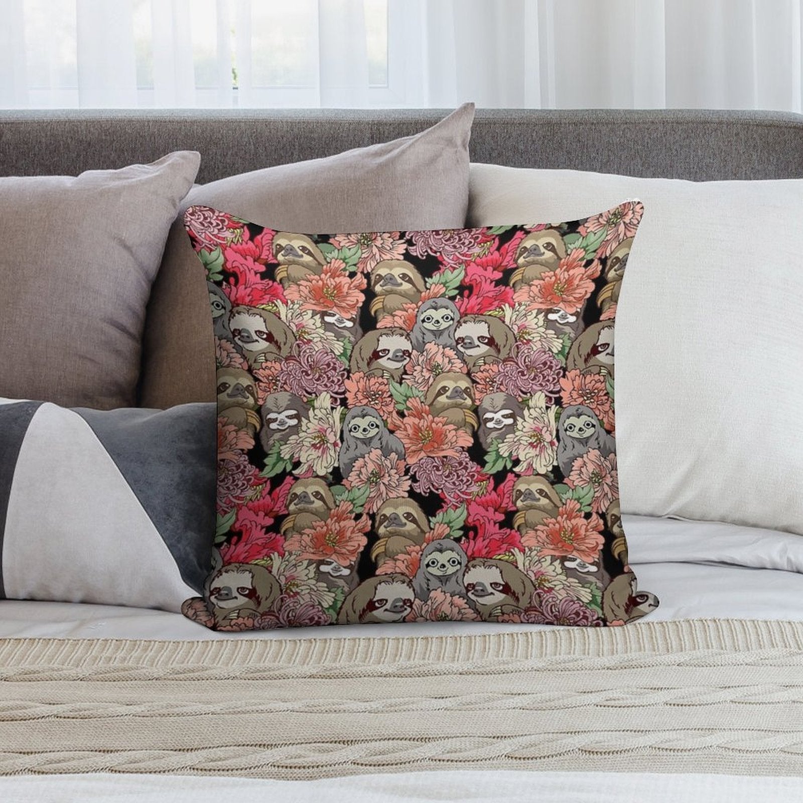 Because Sloths Soft Hidden Zipper Throw Pillow