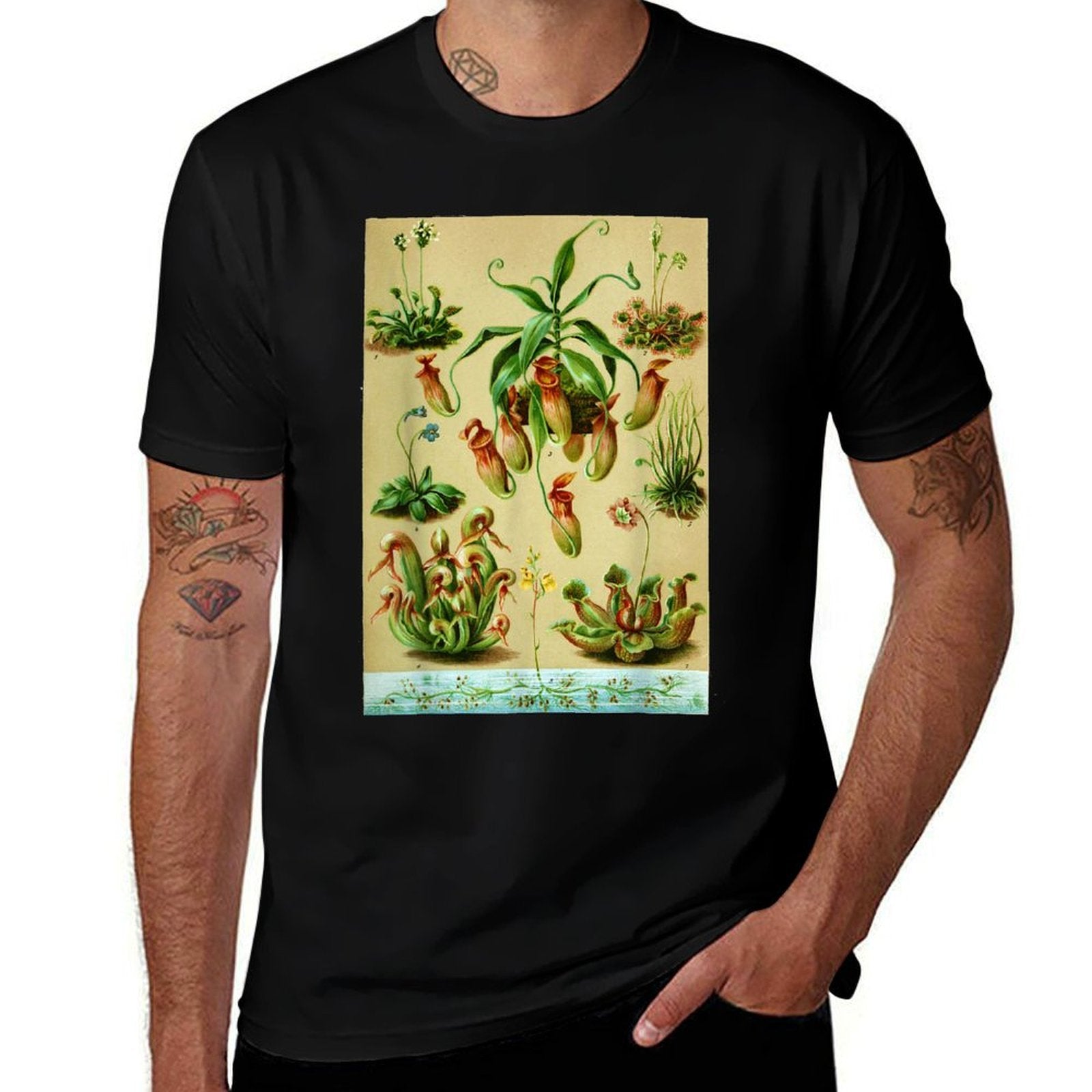 Vintage Carnivorous Plants Sarracenia Botanical  Slim-fit Cut T-Shirt