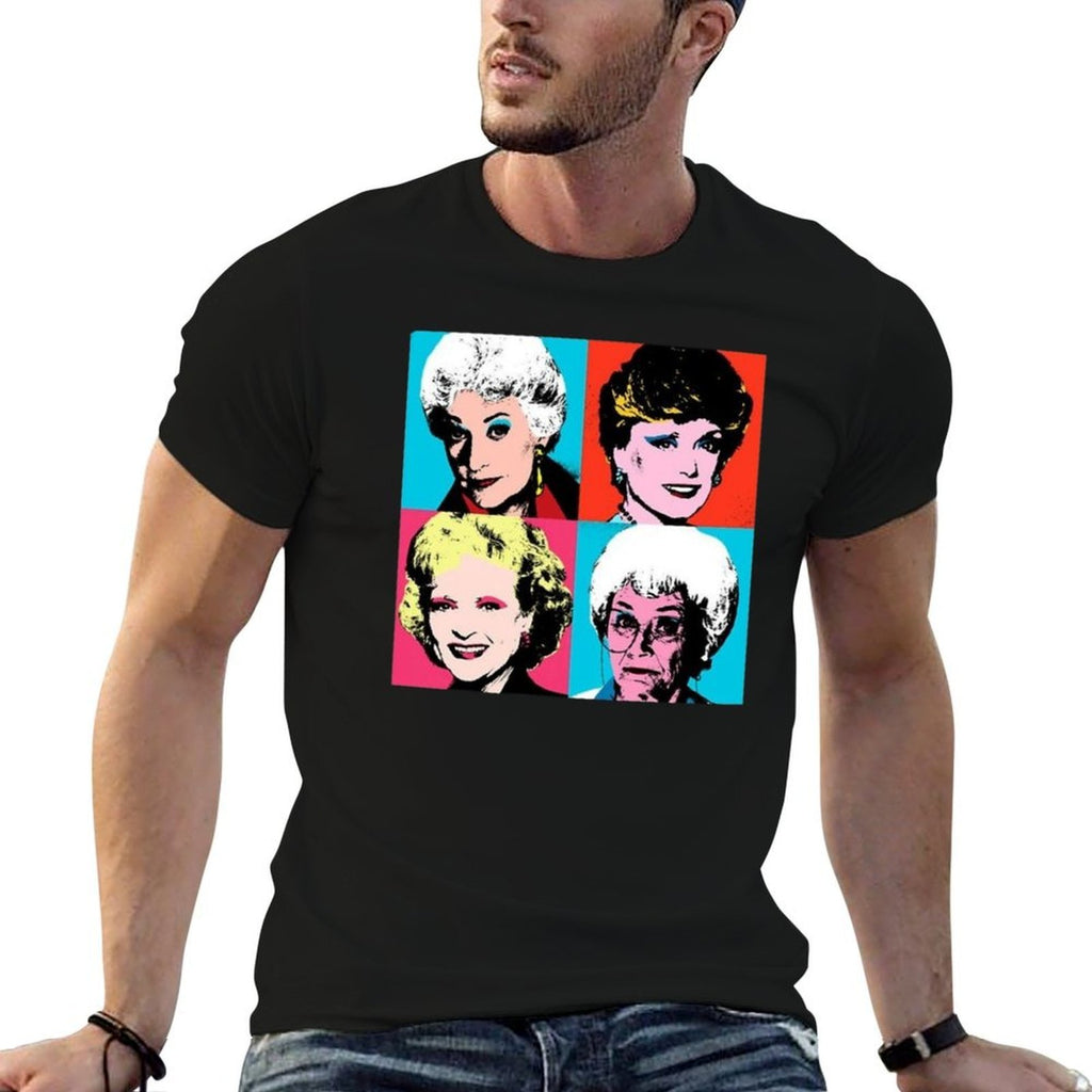 Golden Warhol Girls  Rolled Sleeves T-Shirt